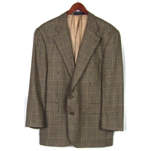 Ralph Lauren Other - Ralph Lauren Silk/Wool 2 Button Houdstooth Plaid Blazer Sport Jacket Men's 44R